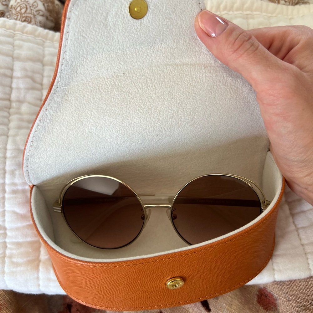 Tory Burch Gold Frame Brown Lens Round Sunglasses - Picture 6 of 6